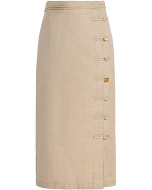 Sloan Exclusive The Bead Wool-Blend Midi Skirt - Natural