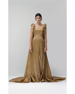 Lein Vesper Cotton-Blend Watteau Gown - Multicolor