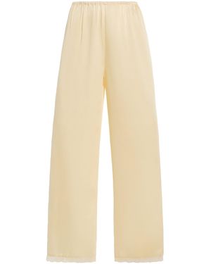 ELCE Pietra Lace-Trimmed Satin Trousers - Natural
