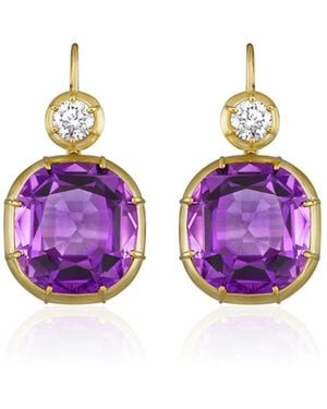 Mindi Mond New York Imperial 18K Amethyst; Diamond Earrings - Pink