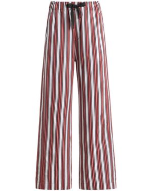 Sanderlak Striped Drawstring Cotton Wide-Leg Trousers - Red