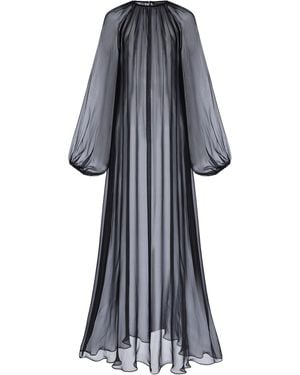 SEV Gathered Silk Voile Gown - Grey
