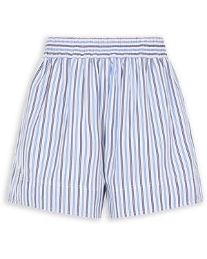 Rabanne Striped Side-Slit Shorts - Blue