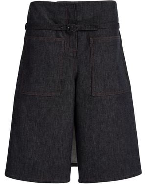 Courreges Belted Cotton Denim Shorts - Grey