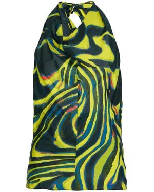 Christopher John Rogers Draped Printed Satin Halter Top - Green