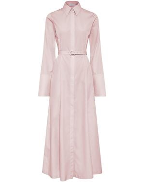 Gabriela Hearst Carmina Belted Cotton Maxi Shirt Dress - Pink