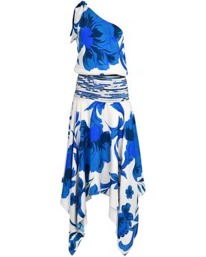 Francesca Miranda Halia One-Shoulder Silk Midi Dress - Blue
