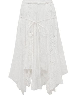 JW Anderson Mixed Lace Midi Drawstring Skirt - White