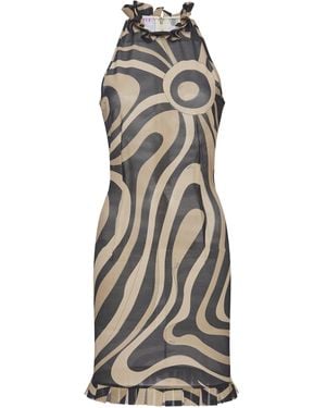 PUCCI Printed Mesh Mini Dress - Black