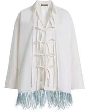 Chan Luu Shoelace Feather Cotton Shirt - White