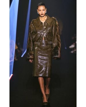 Georges Hobeika Fur-Detailed Leather Jacket - Black