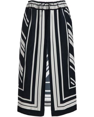 Brandon Maxwell The Jameson Striped Twill Maxi Skirt - Black