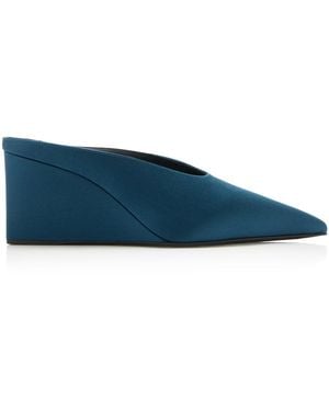 Alaïa Cube Satin Wedge Mules 75 - Blue