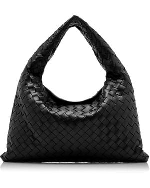 Bottega Veneta Small Hop Intrecciato Leather Bag - Black