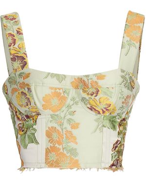 Erdem Cropped Hollyhock Jacquard Bra Top - Yellow