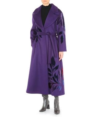 Alberta Ferretti Double-felt Belted Coat - Purple