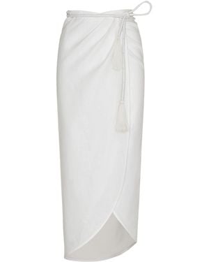 ANDRES OTALORA Aquí Conmigo Tassel-detailed Linen Wrap Skirt - White