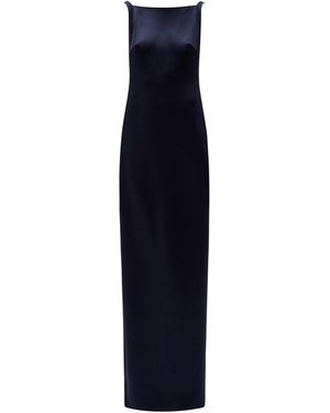 Amsale Satin Open Back Slip Gown - Blue