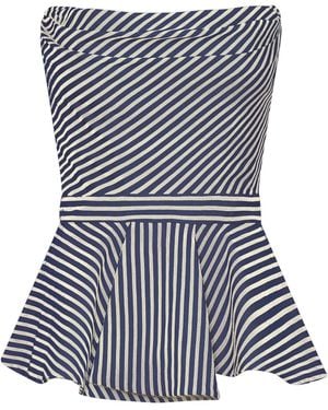 ANDRES OTALORA Alborada Draped Cotton Twill Peplum Top - Blue