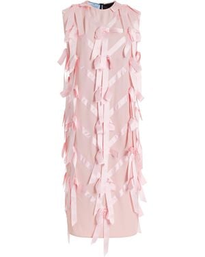 Prada Ribbon-embroidered Satin Midi Dress - Pink