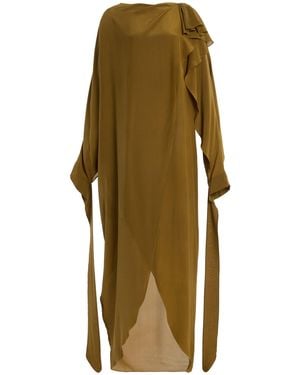 Harithand Eileen Draped Silk Crepe De Chine Caftan Dress - Green
