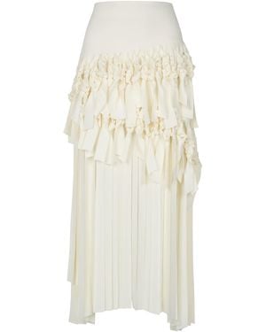 A.W.A.K.E. MODE Macrame Stretch Crepe Maxi Skirt - White