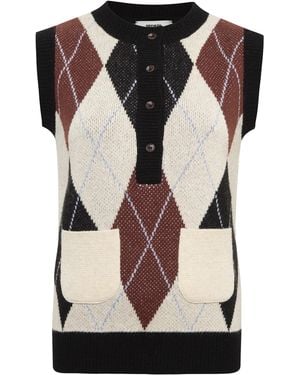 Siedres Carina Half-Buttoned Wool-Blend Vest - Black