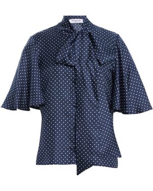 Franchise Alessa Polka-Dot Silk Top - Blue