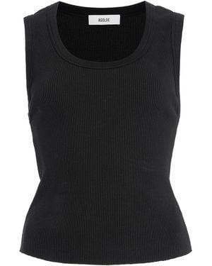 Agolde Poppy Shrunken Jersey Tank Top - Black