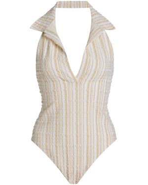 Lisa Marie Fernandez Polo Seersucker One-Piece Swimsuit - White