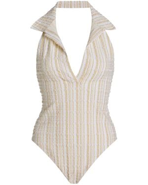 Lisa Marie Fernandez Polo Seersucker One-Piece Swimsuit - White