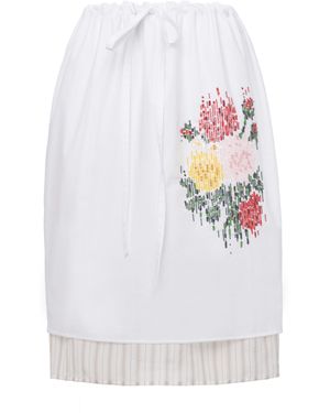 DES_PHEMMES Balloon Cotton Knee-Length Skirt - White