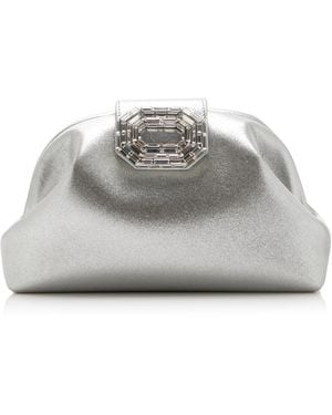 AMINA MUADDI Camelia Satin Clutch - Grey