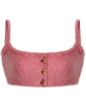 Miu Miu Wool Boucle Cropped Top - Pink
