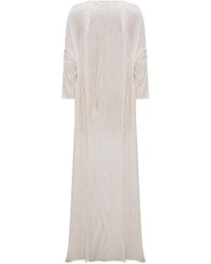 Marmar Halim Pleated Chiffon Evening Gown - White
