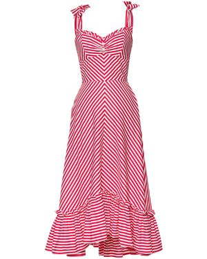 Lena Hoschek Portofino Striped Cotton Midi Dress - Pink