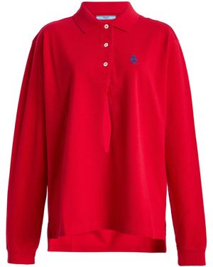 Prada Cotton Pique Polo Shirt - Red