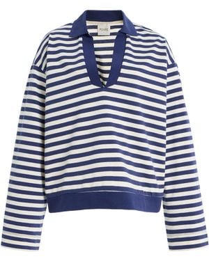 Posse Haisley Striped Cotton Polo Top - Blue