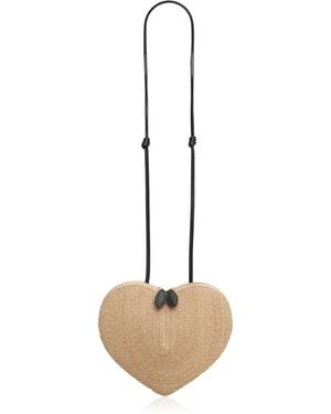 Alaïa Le Coeur Straw Shoulder Bag - Natural