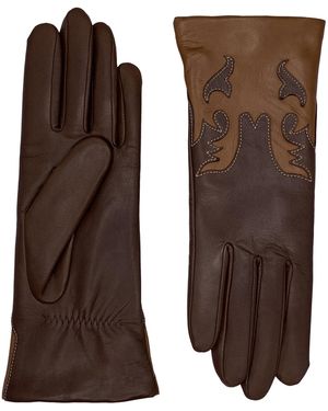 Agnelle Trissy Leather Gloves - Brown