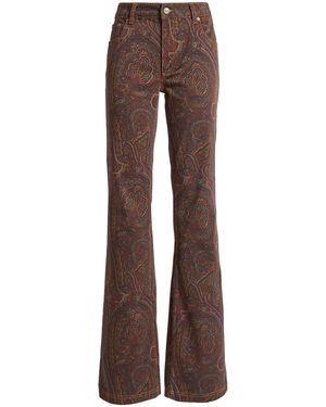 Etro Printeed Stretch-Denim Flared Jeans - Brown