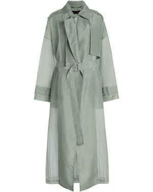 LAPOINTE Organza Double-Breasted Trench Coat - Green