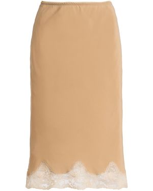 Saint Laurent Lace-Trimmed Silk Midi Slip Skirt - Natural