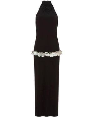 Conner Ives Exclusive La Isla Shell-Detailed Jersey Maxi Halter Dress - Black