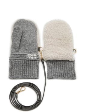Miu Miu Shearling Mittens - Grey
