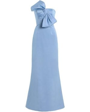 Alejandra Alonso Rojas Bow-Detailed Cotton-Silk Gown - Blue