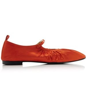 Reike Nen Shirring Satin Mary Jane Flats - Red