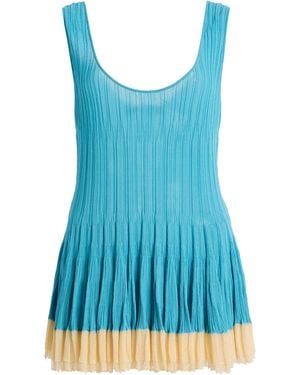 Ashlyn Shino Layered Knit Tank Top - Blue