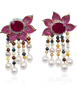Ashna Mehta Flower 18K Ruby Bag Charm - Metallic