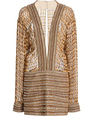 LAQUAN SMITH Embellished Mini Dress - Brown